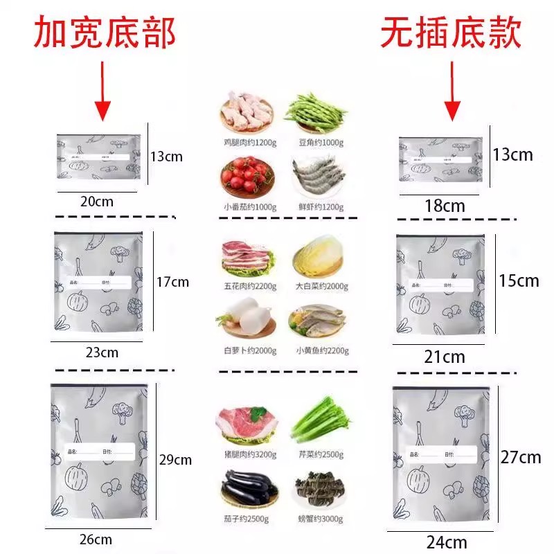 铝箔保鲜袋密封加厚滑索保鲜袋家用厨房冰箱食物冷冻收纳袋标示贴 - 图3