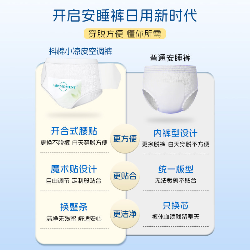 抖棉艾草日安裤早安裤夏季安睡裤女经期用防漏卫生裤安心裤透气