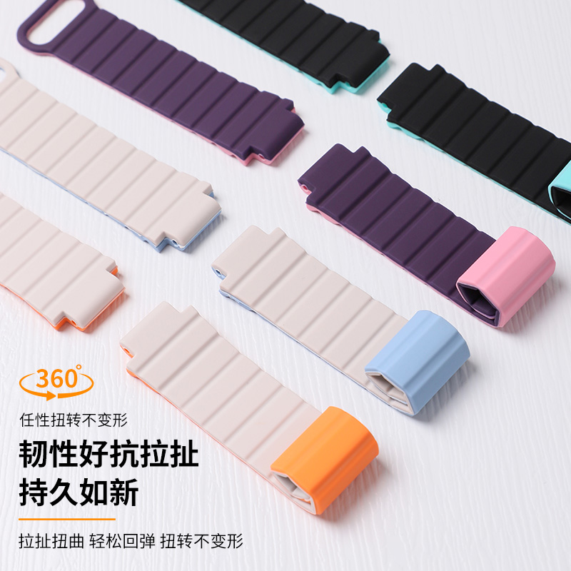 适用小天才儿童手表硅胶磁吸表带Z11/z9/z8少年版磁吸硅胶z7a/z6巅峰版回环腕带z6az5pro/z3/D5/U5/N5/Q3表链 - 图1
