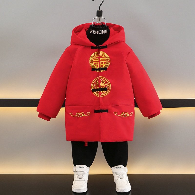 儿童汉服男童中国风唐装加厚棉服元旦女童拜年服中小童过新年喜庆,淘宝优惠券,粉丝福利购,淘宝优惠卷