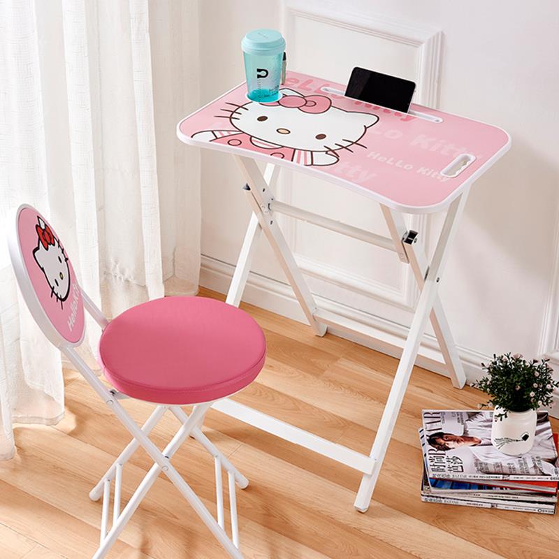 9C children's folding study table and chair, primary school student desk, home writing desk, desk and chair set, simple writing desk gold