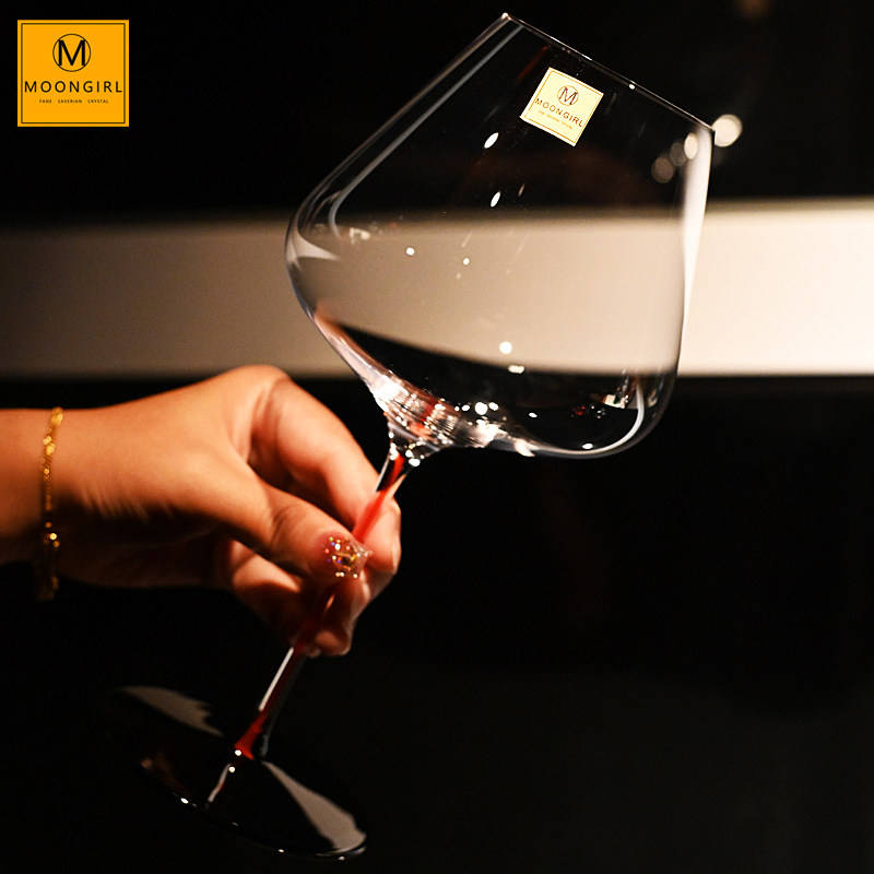 Moongril手工彩色杆轻奢超薄水晶玻璃高脚红酒杯白葡萄酒杯子套装,淘宝优惠券,粉丝福利购,淘宝优惠卷