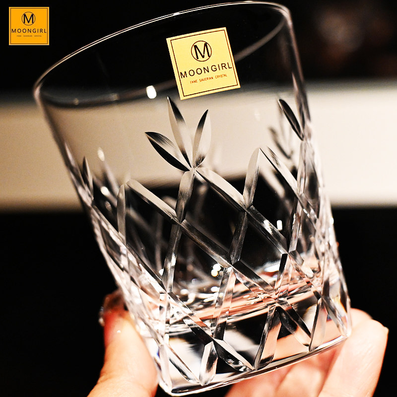 MOONGIRL纯手工切子水晶玻璃威士忌洋酒杯古典杯调酒杯啤酒水杯子,淘宝优惠券,粉丝福利购,淘宝优惠卷