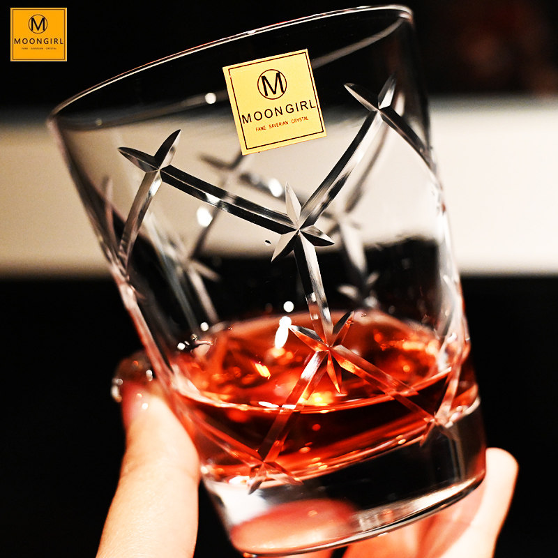 MOONGIRL纯手工切子水晶玻璃威士忌洋酒杯古典杯调酒杯啤酒水杯子,淘宝优惠券,粉丝福利购,淘宝优惠卷