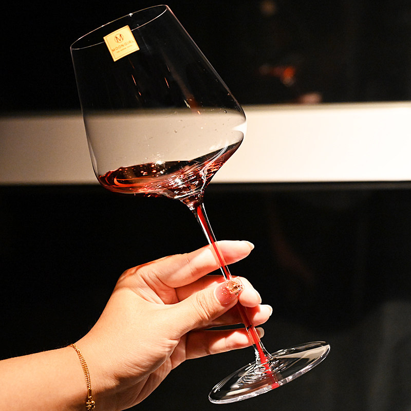 Moongril手工彩色杆轻奢超薄水晶玻璃高脚红酒杯白葡萄酒杯子套装,淘宝优惠券,粉丝福利购,淘宝优惠卷