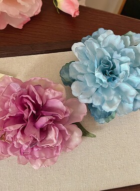 超仙牡丹花发夹春日清冷感纯色仿真花朵边夹女侧边后脑勺发卡发饰