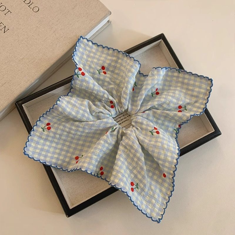 韩系甜美格子樱桃方巾大肠发圈女方形扎头发低马尾发绳头绳发饰品,淘宝优惠券,粉丝福利购,淘宝优惠卷