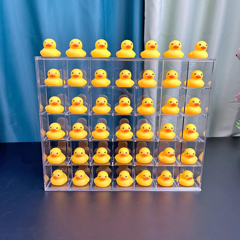 Linlee neighborhood duck transparent storage box Linli little yellow duck acrylic display stand blind box hand-made shelf