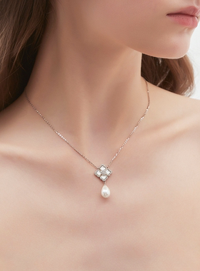 suns 莲花系列 珍珠白贝母项链 银材质白色