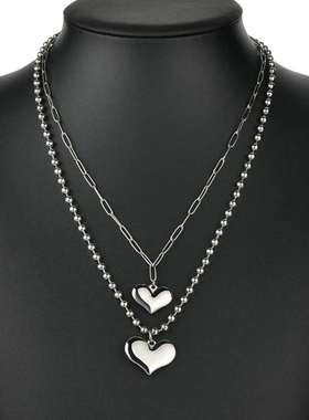极速Personaflity fashion double-layer size love pendant neck