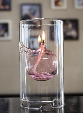 创意玻璃~圆柱形油灯~浪漫温馨~朋友聚会~家庭聚会~家居摆件