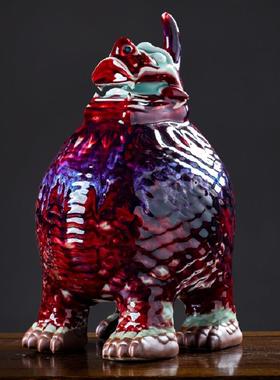 钧瓷窑变天禄貔貅开业送礼客厅摆件家居装饰品大号玄关工艺品摆设