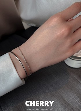 极速樱桃失焦韩国双层叠戴银色z手链女日式简约冷淡风个性小众网