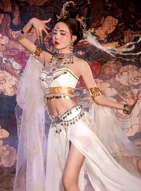 新品敦煌飞天手镯配饰古装汉服饰品印度流苏民P族舞蹈傣族宽手臂