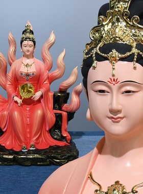 极速红色九尾狐像女树脂彩绘青丘白狐G九姑娘九尾娘娘像体摆件家