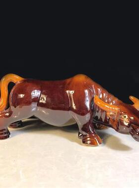 极速低头喝d水牛陶瓷黄牛青牛工艺礼品摆饰阳台厨房补缺角水牛摆