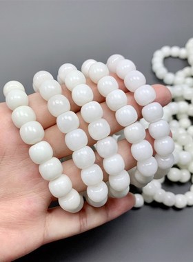 极速天然和d田玉白玉羊脂玉老型珠女款手链 白玉女款手串 玉质油
