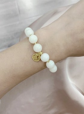极速白玉菩提根单圈女款手链 女款文玩G菩提手串 小众简约百搭女