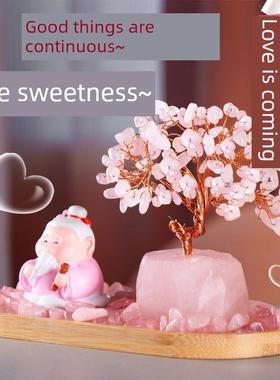 采购产品月老粉红水晶钱树装饰品，桃花爱情装饰品，单身男女起飞