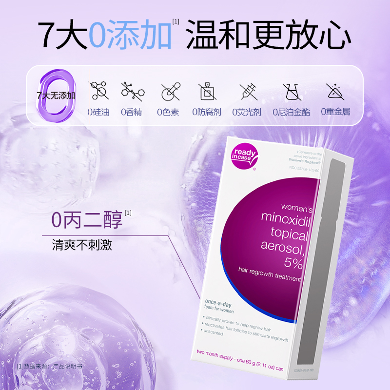 Readyincase美国进口5%米诺地尔酊防脱清爽生发液搽剂女用泡沫60g