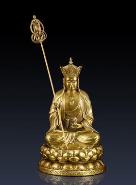 纯黄铜婆娑三圣铜佛像工艺品家居释迦摩尼观音地藏王佛铜制品摆件