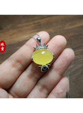 宏利S925银吊坠空托 项坠银托镶嵌蜜蜡琥珀13*18玉石坠子挂坠托