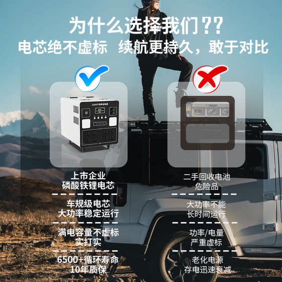 牧空磷酸铁锂户外移动电源220v大容量家用便携露营自驾游直播摆摊车载专用房车储能备用电瓶大功率应急蓄电池