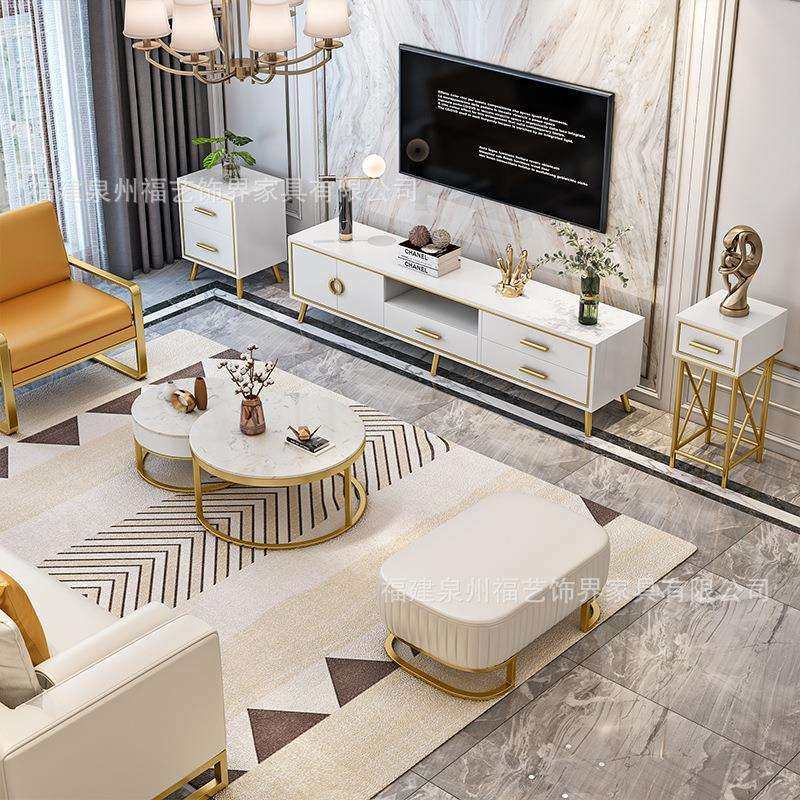 现代小户型客厅家具套装 白色烤漆电视柜方形茶几边柜沙发凳组合,淘宝优惠券,粉丝福利购,淘宝优惠卷