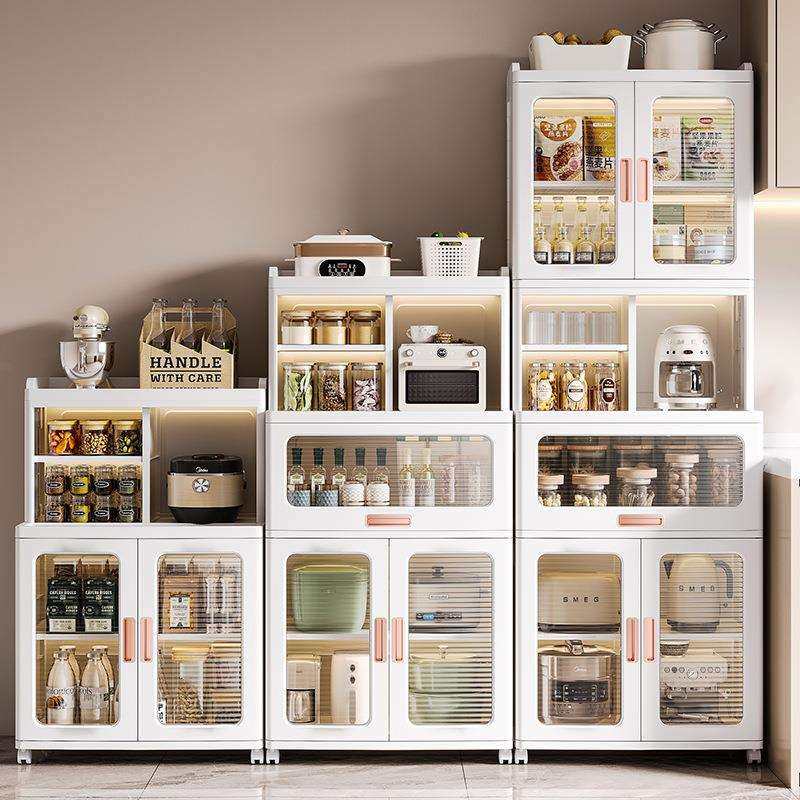 厨房置物架家用餐边储物碗柜落地多层橱柜微波炉多功能收纳柜,淘宝优惠券,粉丝福利购,淘宝优惠卷