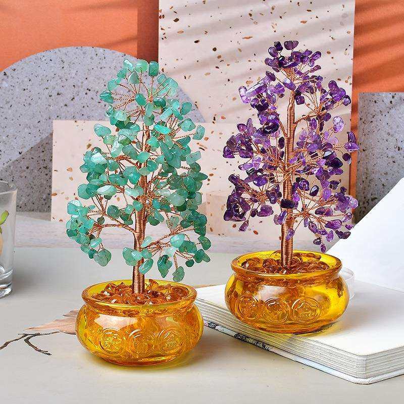 黄水晶聚宝盆摇钱树纯手工创意编织发财树摆件开业送礼高档发财树,淘宝优惠券,粉丝福利购,淘宝优惠卷