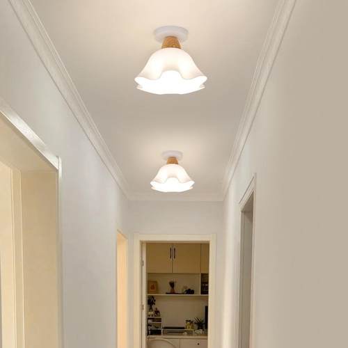 过道灯走廊灯现代简约阳台灯奶油风花朵衣帽间入户玄关吸顶灯L271 - 图1