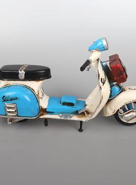 怀旧小踏板摩托车模型摆件复古手工艺品创意房间橱窗柜桌面小摆件