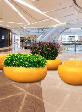 玻璃钢坐凳花盆组合现代商场小区学校广场花公园林美陈休闲椅雕塑