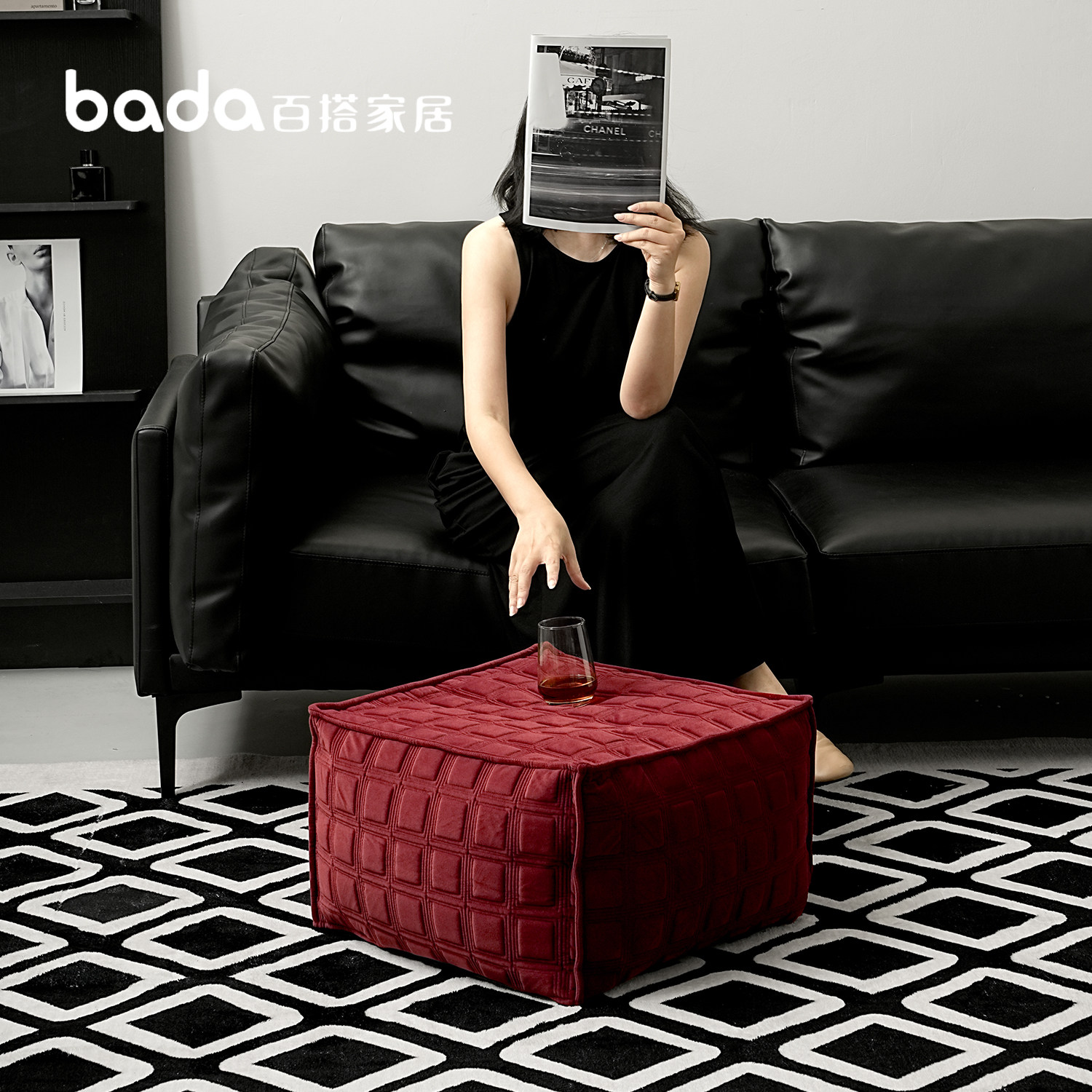 百搭现代简约新年红立体绗棉客厅座墩懒人沙发可拆洗酒红色蒲团,淘宝优惠券,粉丝福利购,淘宝优惠卷