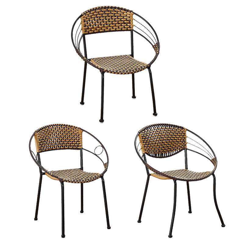 小藤椅塑料椅子靠背椅手工编制椅子时尚创意休闲椅竹椅子腾椅单人 - 图3