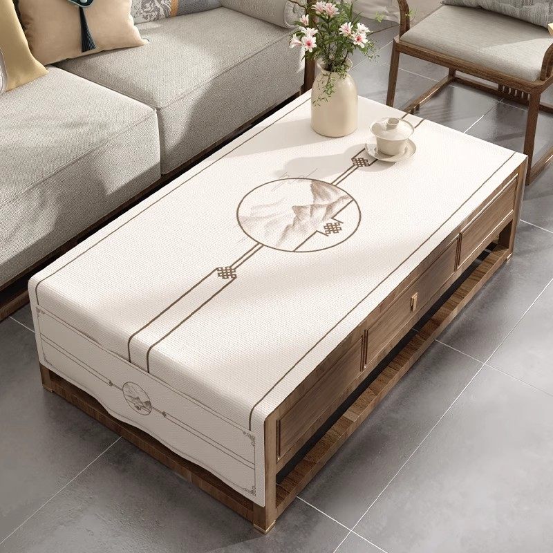 新中式茶几桌布防水长方形餐桌布棉麻布艺轻奢高级感客厅小台布,淘宝优惠券,粉丝福利购,淘宝优惠卷