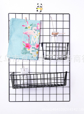 DIY铁艺网格置物架相框照片墙 ins风格北欧家居墙面装饰夹子灯饰