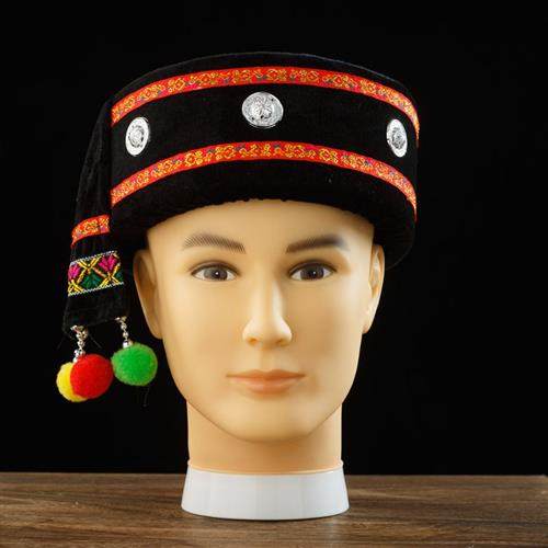 New ethnic minority unicorn hat male Yi, Miao, Wa and Zhuang male hats ethnic dance headwear