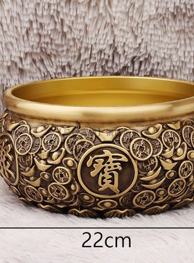 加大号聚宝盆摆件招财聚财纯黄铜聚宝缸米缸玄关客厅办公室装饰品