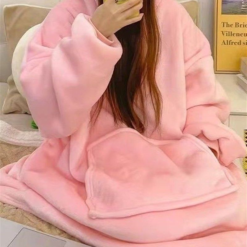 法兰绒大睡袍情侣加厚浴袍暖家居服男女冬长款连体睡衣睡裙懒人毯,淘宝优惠券,粉丝福利购,淘宝优惠卷