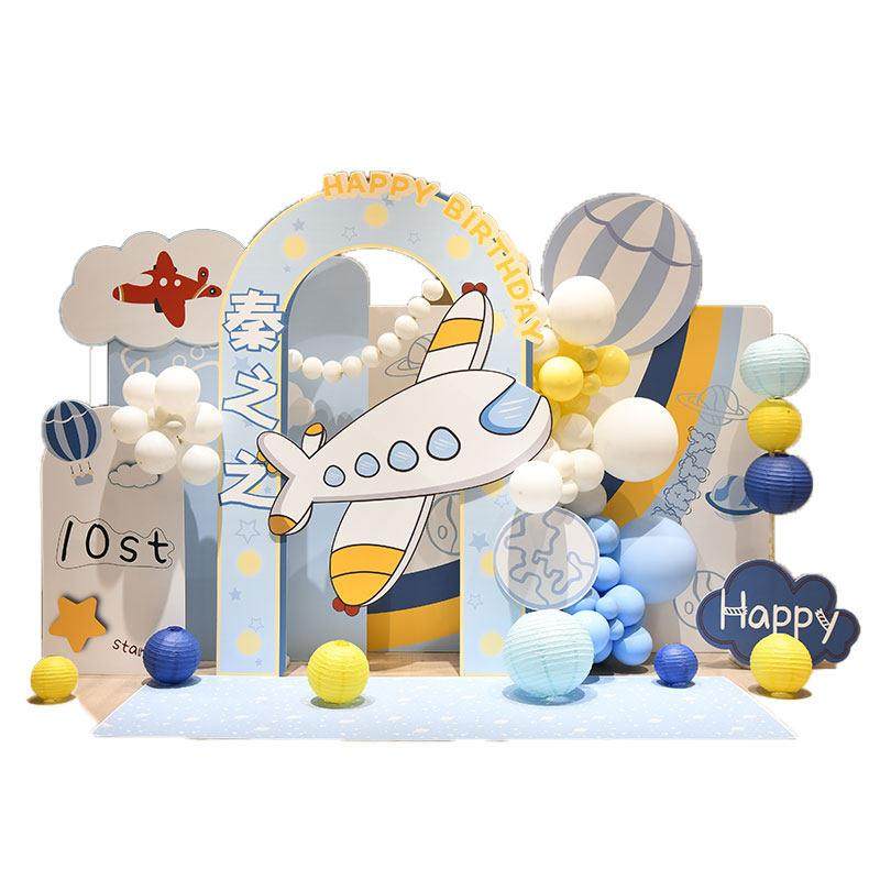 卡通飞机主题儿童生日布置宝宝周岁男孩2岁十岁派对装饰kt板拍照,淘宝优惠券,粉丝福利购,淘宝优惠卷