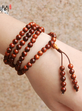 极速海南黄花梨108手链海黄油梨佛珠项链男女情侣U款小叶紫檀木质