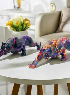 新款创意现代仿真豹子摆件家居酒柜客厅书房长颈鹿头摆设装饰礼盒