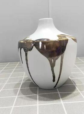 小花瓶白色水墨北欧干花装饰家居饰品现代简约工艺品客厅餐桌插花