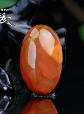 圆牌宣化战国红玛瑙吊坠姿透饰品