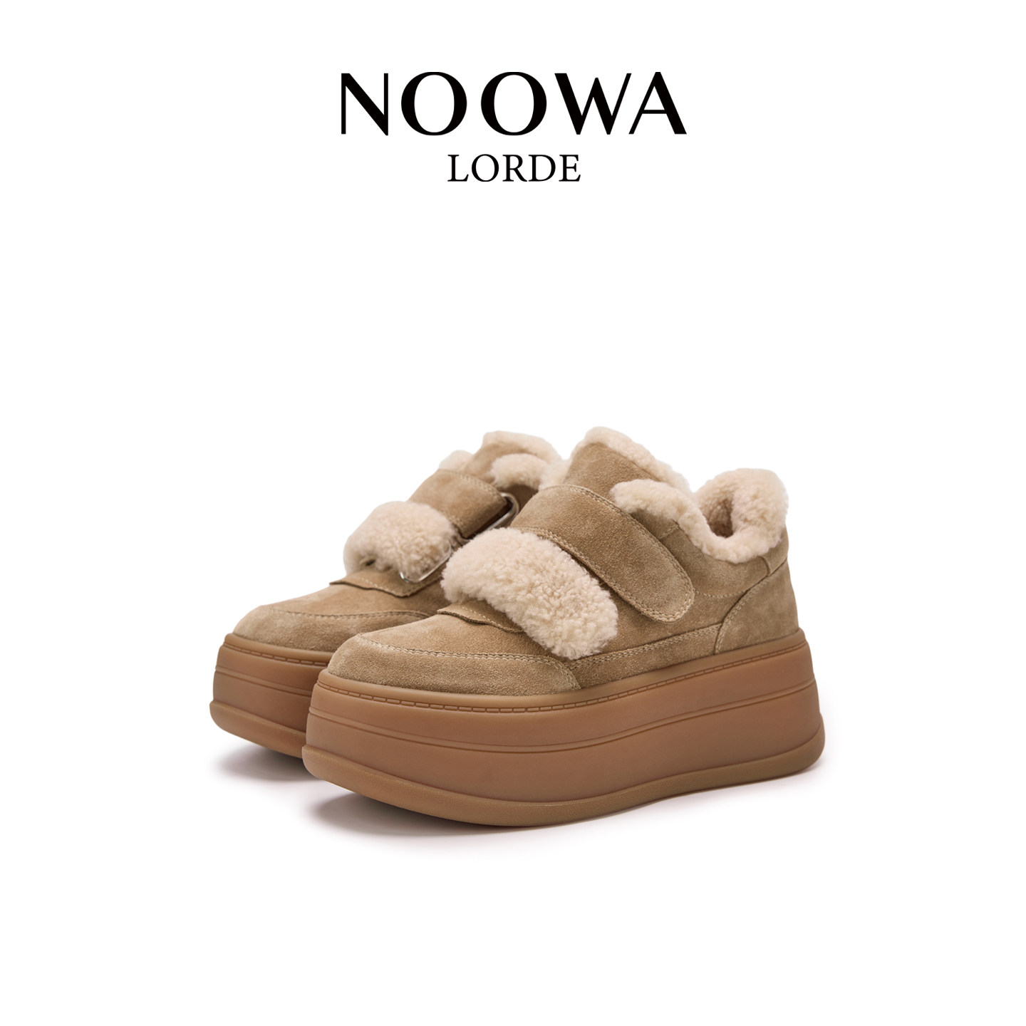 NOOWA厚底休闲鞋女2025秋冬款真皮加绒保暖增高百搭时尚专柜单鞋,淘宝优惠券,粉丝福利购,淘宝优惠卷