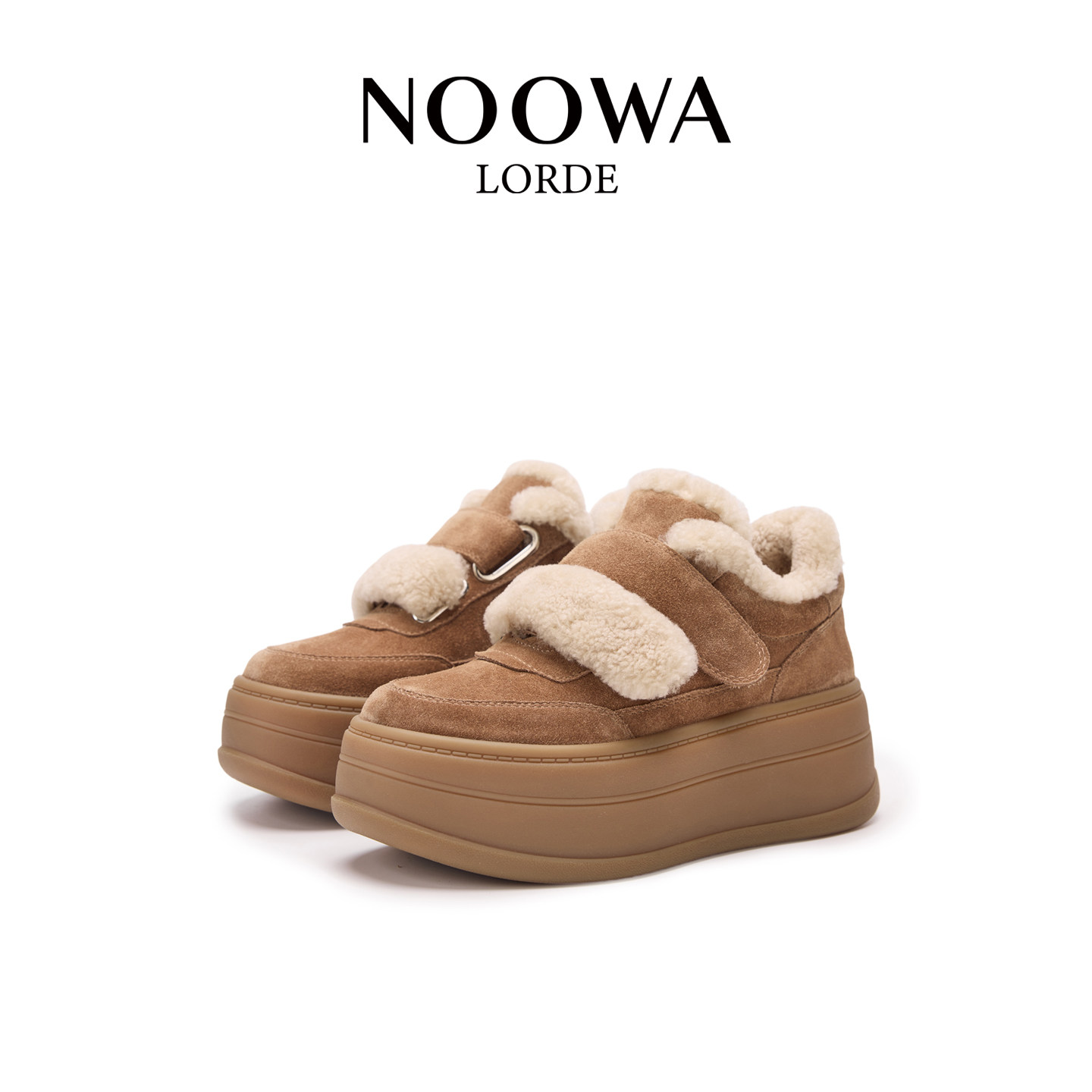 NOOWA厚底休闲鞋女2025秋冬款真皮加绒保暖增高百搭时尚专柜单鞋,淘宝优惠券,粉丝福利购,淘宝优惠卷
