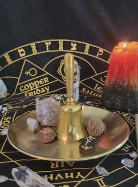 14cm三相月五芒星摆件金属烛台摆台tarot仪式冥想周边祭坛钢盘