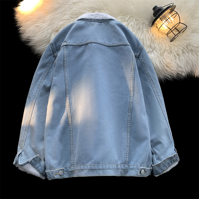 加绒牛仔外套男秋冬季2026新款潮流高级感大码棉服宽松情侣上衣服,淘宝优惠券,粉丝福利购,淘宝优惠卷