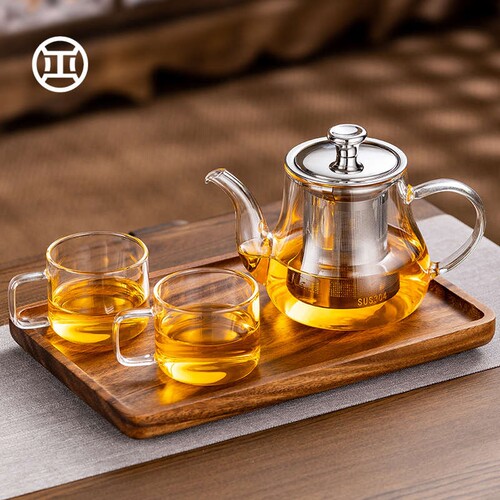 玻璃茶壶套装家用耐高温加厚冲茶器茶具烧水过滤泡茶水壶冲煮茶器 - 图0
